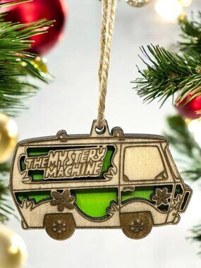 Mystery Machine Wood Laser Engraved Ornament | Layered Design